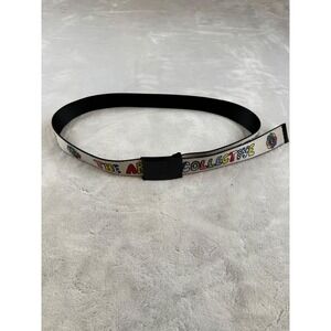 Artist Collective Web Belt Multicolor Graphic Logo White Black One Size USA